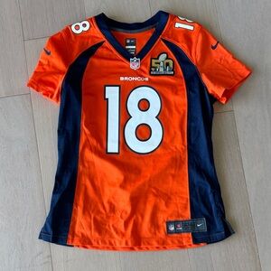 Authentic Womans Orange and Navy Broncos Jersey new never worn 50th  Super Bowl